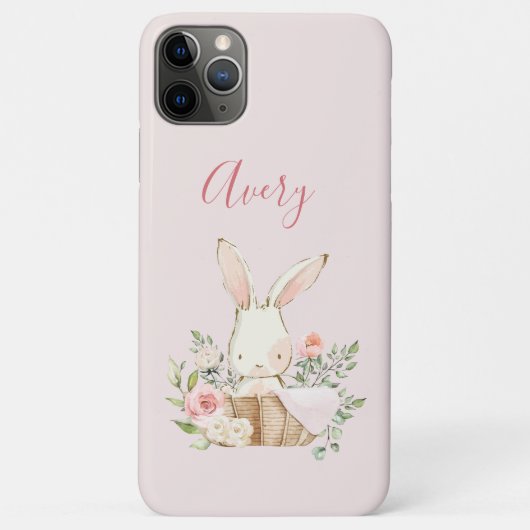 Cute Pink Woodland Waterverf Bunny in mandje Case-Mate iPhone Case (Achterkant)