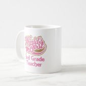 Cute Pink Worlds Best 3rd Grade Teacher Koffiemok (Voorkant links)