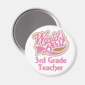 Cute Pink Worlds Best 3rd Grade Teacher Magneet (Voorkant / Achterkant)