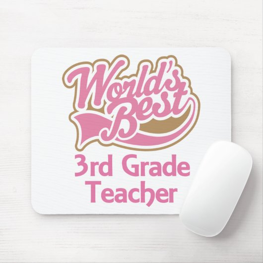 Cute Pink Worlds Best 3rd Grade Teacher Muismat (Met muis)