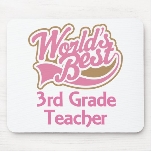 Cute Pink Worlds Best 3rd Grade Teacher Muismat (Voorkant)