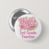 Cute Pink Worlds Best 3rd Grade Teacher Ronde Button 5,7 Cm (Voorkant /achterkant)