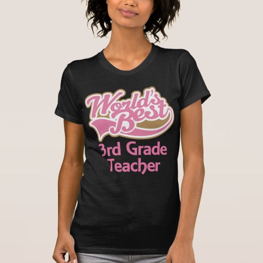 Cute Pink Worlds Best 3rd Grade Teacher T-shirt (Voorkant)