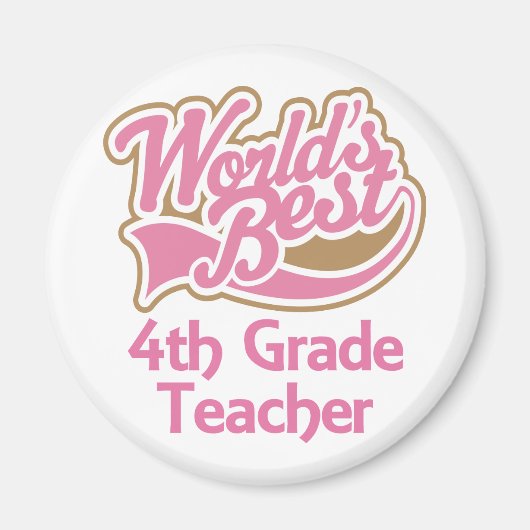 Cute Pink Worlds Best 4th Grade Teacher Magneet (Voorkant)