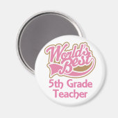 Cute Pink Worlds Best 5th Grade Teacher Magneet (Voorkant / Achterkant)