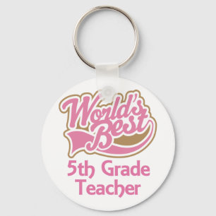 Cute Pink Worlds Best 5th Grade Teacher Sleutelhanger