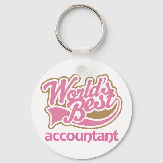Cute Pink Worlds Best Accountant Sleutelhanger (Voorkant)