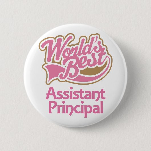 Cute Pink Worlds Best Assistant Principal Ronde Button 5,7 Cm (Voorkant)