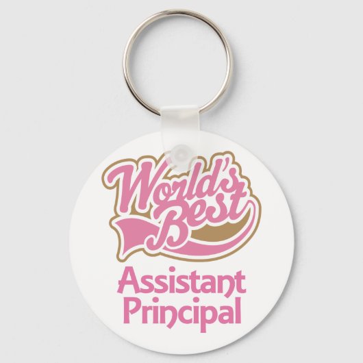 Cute Pink Worlds Best Assistant Principal Sleutelhanger (Voorkant)
