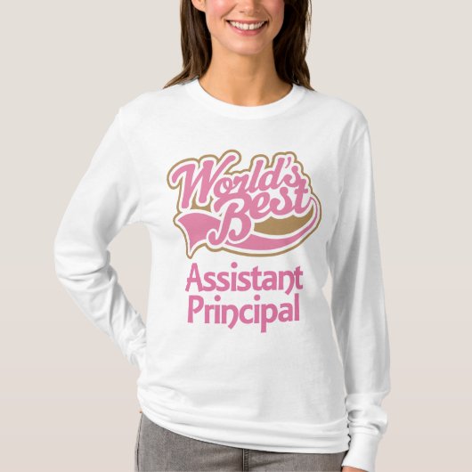 Cute Pink Worlds Best Assistant Principal T-shirt (Voorkant)