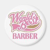 Cute Pink Worlds Best Barber Magneet (Voorkant)