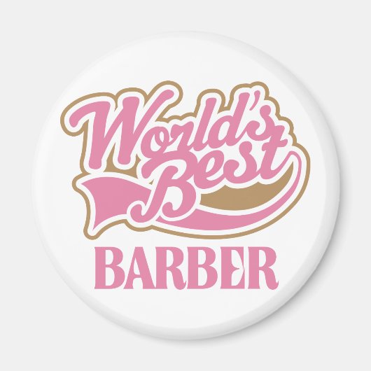 Cute Pink Worlds Best Barber Magneet (Voorkant)