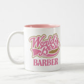 Cute Pink Worlds Best Barber Tweekleurige Koffiemok (Links)