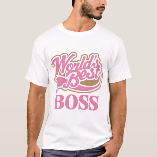 Cute Pink Worlds Best Boss T-shirt (Voorkant)