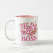 Cute Pink Worlds Best Boss Tweekleurige Koffiemok (Links)