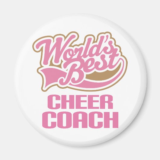 Cute Pink Worlds Best Cheer Coach Magneet (Voorkant)
