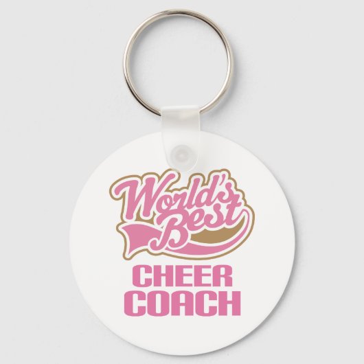 Cute Pink Worlds Best Cheer Coach Sleutelhanger (Voorkant)