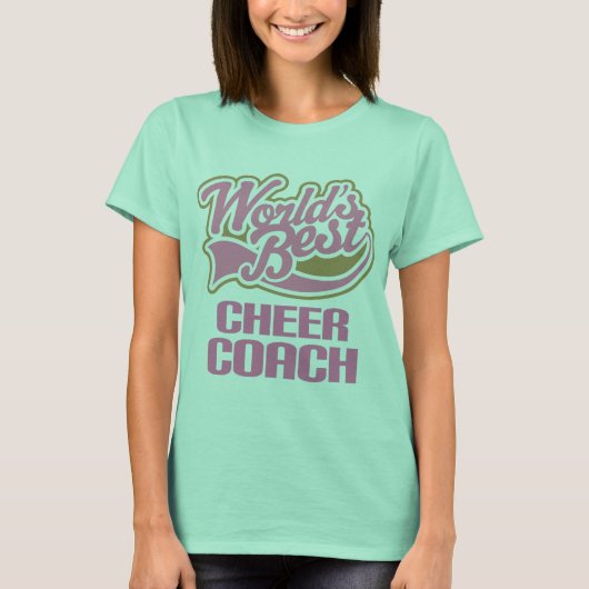 Cute Pink Worlds Best Cheer Coach T-shirt (Voorkant)