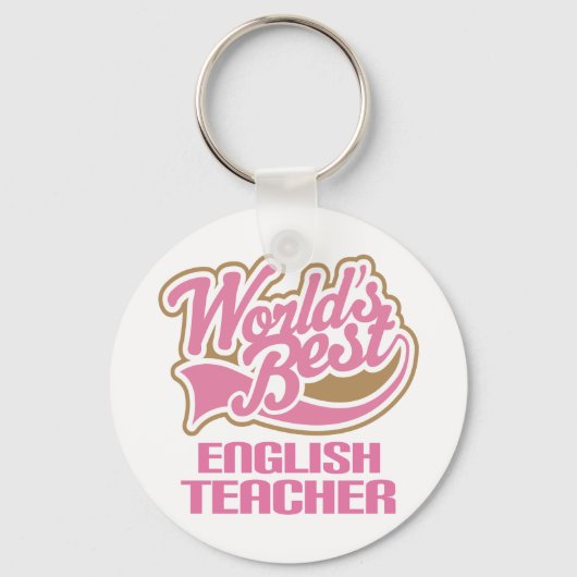 Cute Pink Worlds Best English Teacher Sleutelhanger (Voorkant)