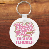 Cute Pink Worlds Best English Teacher Sleutelhanger (Voorkant)