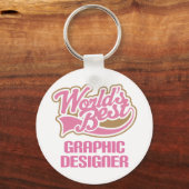 Cute Pink Worlds Best Graphic Designer Sleutelhanger (Voorkant)