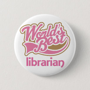 Cute Pink Worlds Best Librarian Ronde Button 5,7 Cm