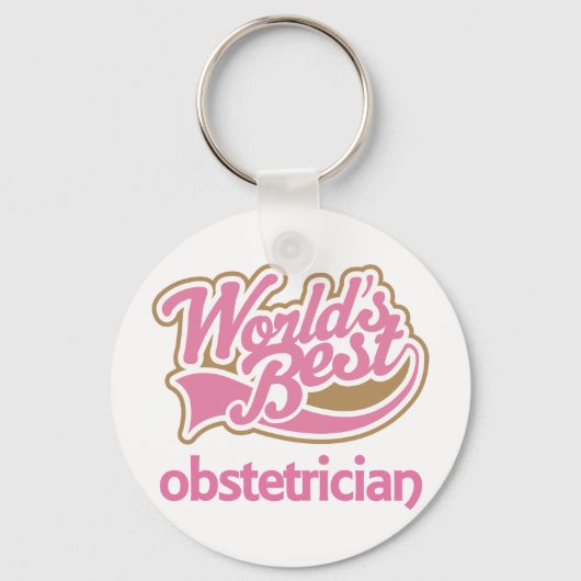 Cute Pink Worlds Best Obstetricia Sleutelhanger (Voorkant)