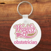 Cute Pink Worlds Best Obstetricia Sleutelhanger (Voorkant)