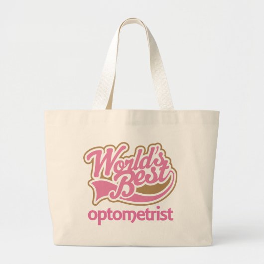 Cute Pink Worlds Best Optometrist Grote Tote Bag (Voorkant)