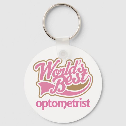 Cute Pink Worlds Best Optometrist Sleutelhanger (Voorkant)