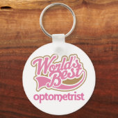 Cute Pink Worlds Best Optometrist Sleutelhanger (Voorkant)