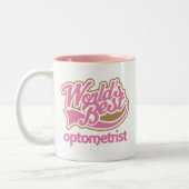 Cute Pink Worlds Best Optometrist Tweekleurige Koffiemok (Links)