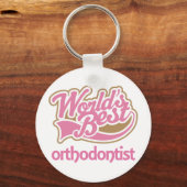 Cute Pink Worlds Best Orthodontist Sleutelhanger (Voorkant)