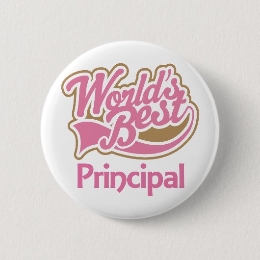 Cute Pink Worlds Best Principal Ronde Button 5,7 Cm (Voorkant)