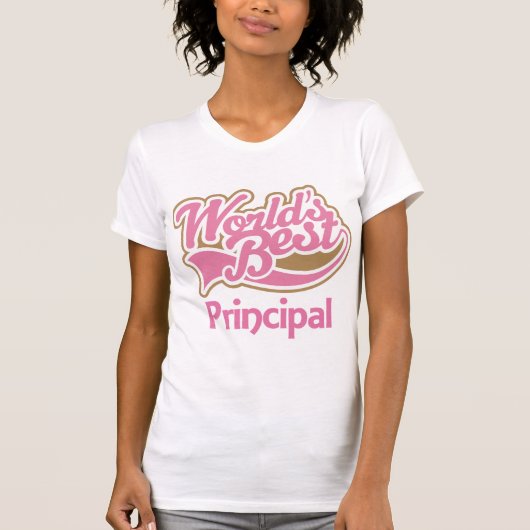 Cute Pink Worlds Best Principal T-shirt (Voorkant)