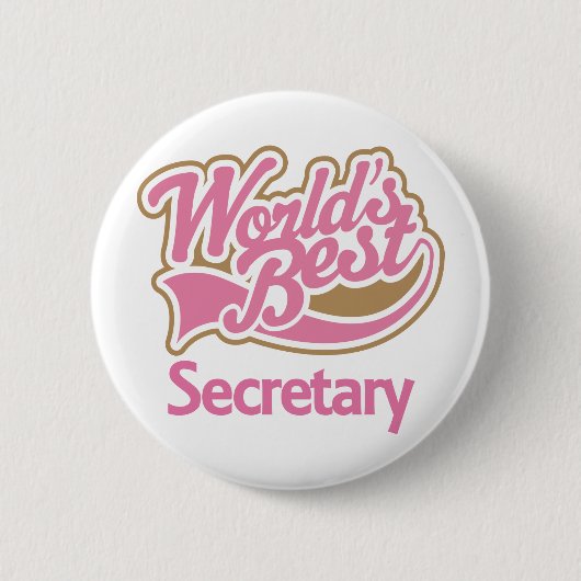 Cute Pink Worlds Best Secretary Ronde Button 5,7 Cm (Voorkant)