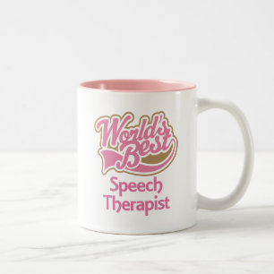 Cute Pink Worlds Best Speech Therapist Tweekleurige Koffiemok