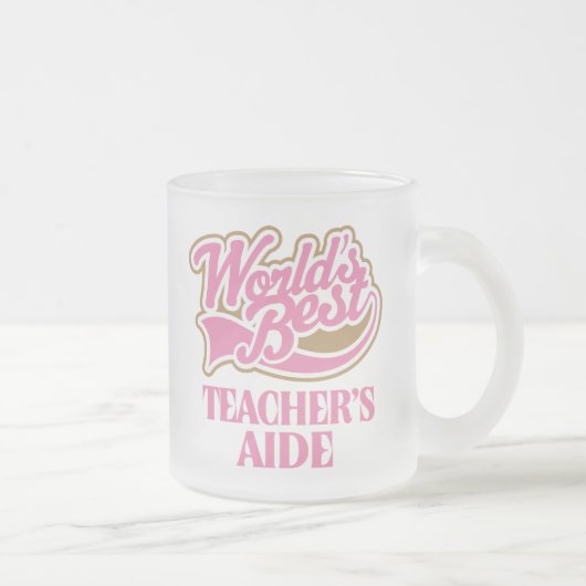 Cute Pink Worlds Best Teachers Aide Matglas Koffiemok (Rechts)