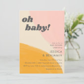 Cute Pink Yellow Abstract Waterverf Baby shower Kaart (Staand voorkant)