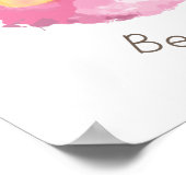 Cute Pink/Yellow bee Happy Girls Nursery Wall Art Poster (Hoek)