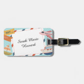 Cute Pink Yellow Blue Customizable Identification  Bagagelabel (Voorkant horizontaal)