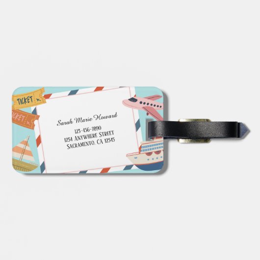 Cute Pink Yellow Blue Customizable Identification  Bagagelabel (Achterkant horizontaal)