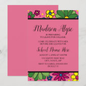 Cute Pink Yellow Green Floral Trunk Party Kaart (Voorkant / Achterkant)