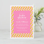 Cute Pink Yellow Pset Pattern Baby shower Kaart (Staand voorkant)