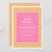 Cute Pink Yellow Pset Pattern Baby shower Kaart (Voorkant / Achterkant)