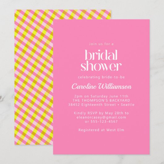 Cute Pink Yellow Pset Pattern Vrijgezellenfeest Kaart (Voorkant / Achterkant)