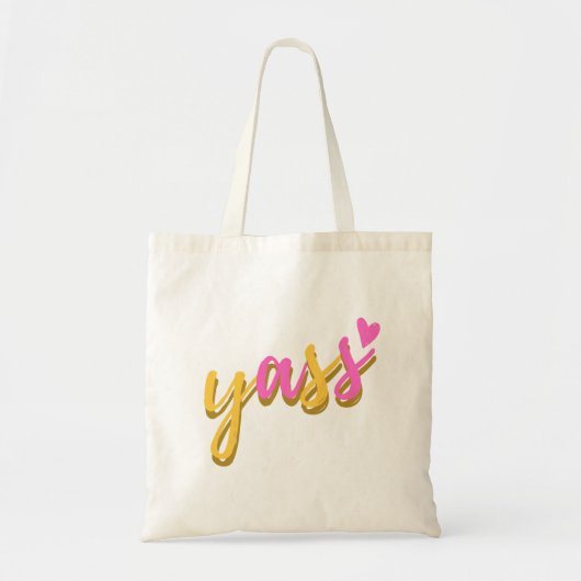 Cute Pink Yellow Yass Letter Canvas tas (Voorkant)