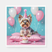 Cute Pink Yorkie Birthday Servet (Voorkant)