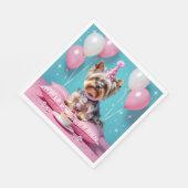 Cute Pink Yorkie Birthday Servet (Hoek)