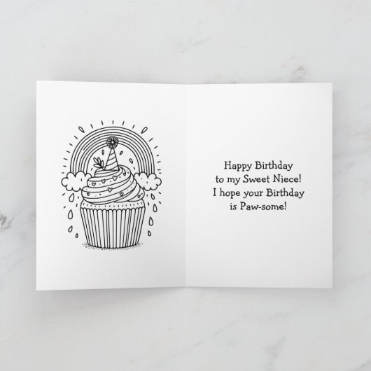 Cute Pink Yorkie Niece's Birthday Kaart (Binnen)